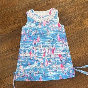 Girls Lilly Pulitzer Pink and Blue Patterned Dress